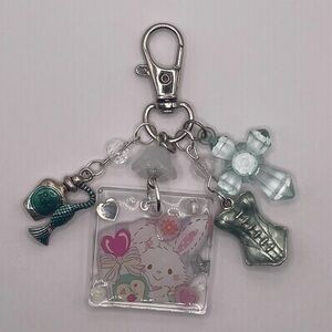 Sanrio Bunny Charm Keychain with Silver and Pink Details